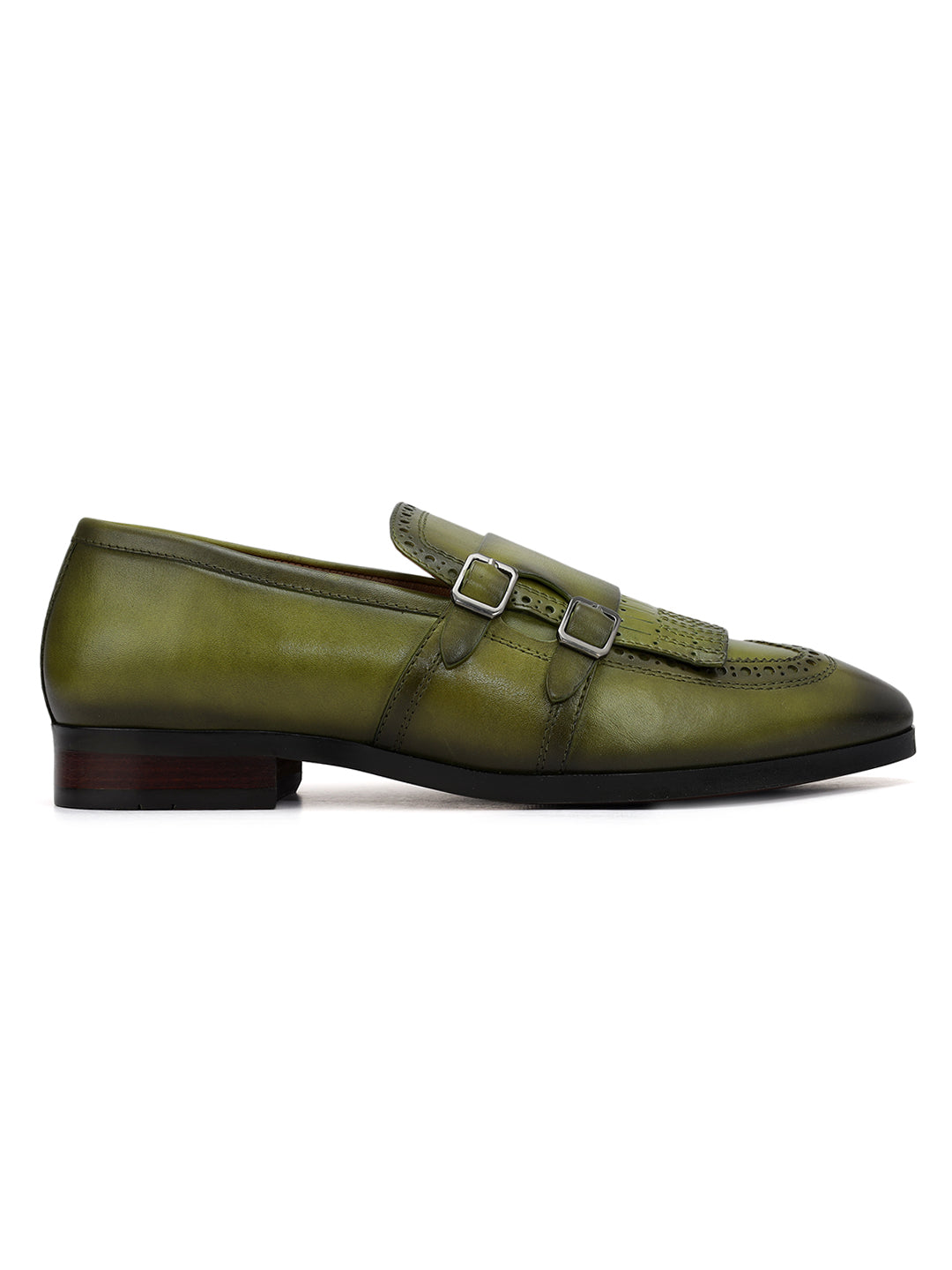 Green Brogue Monk Straps Shoes – Rosso Brunello Leathers Pvt. Ltd