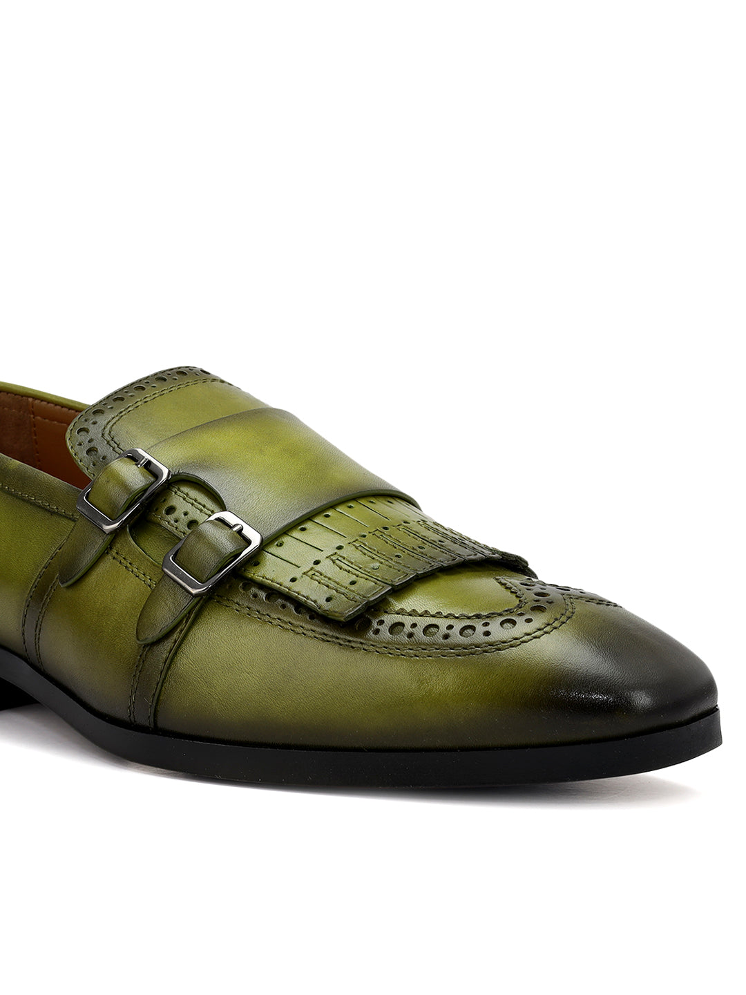 Green Brogue Monk Straps Shoes Rosso Brunello Leathers Pvt. Ltd. Green Brogue Monk Straps Shoes Rosso Brunello Leathers Pvt. Ltd.