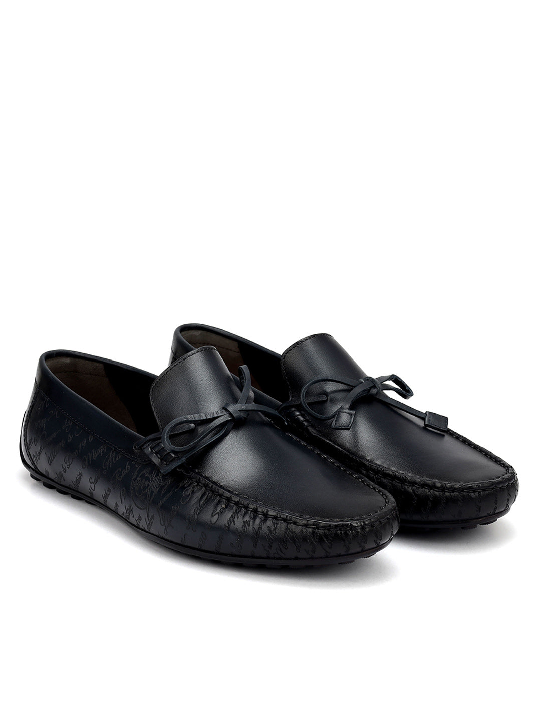 Blue Moccasins With Bow Detail