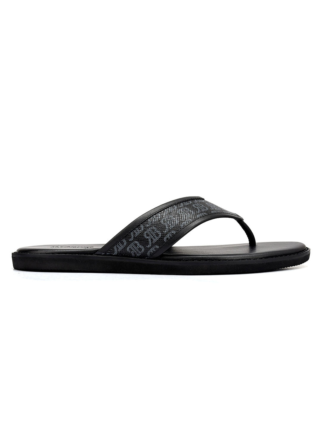 Black Thong Leather Slippers 38 Black - Main Image