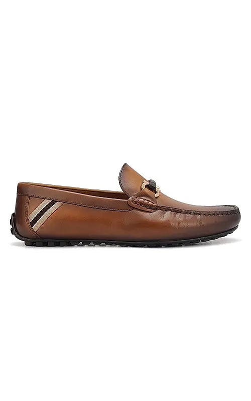 Tan Moccasins With Metal Buckle