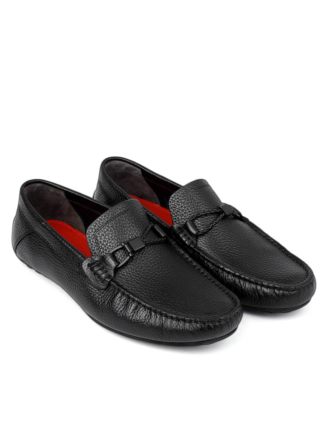 Black Moccasins with Braided Accent