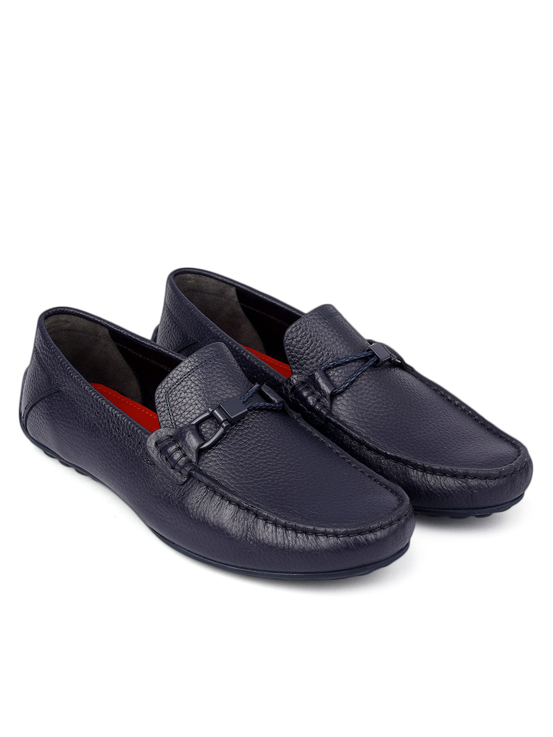 Blue Moccasins with Braided Accent