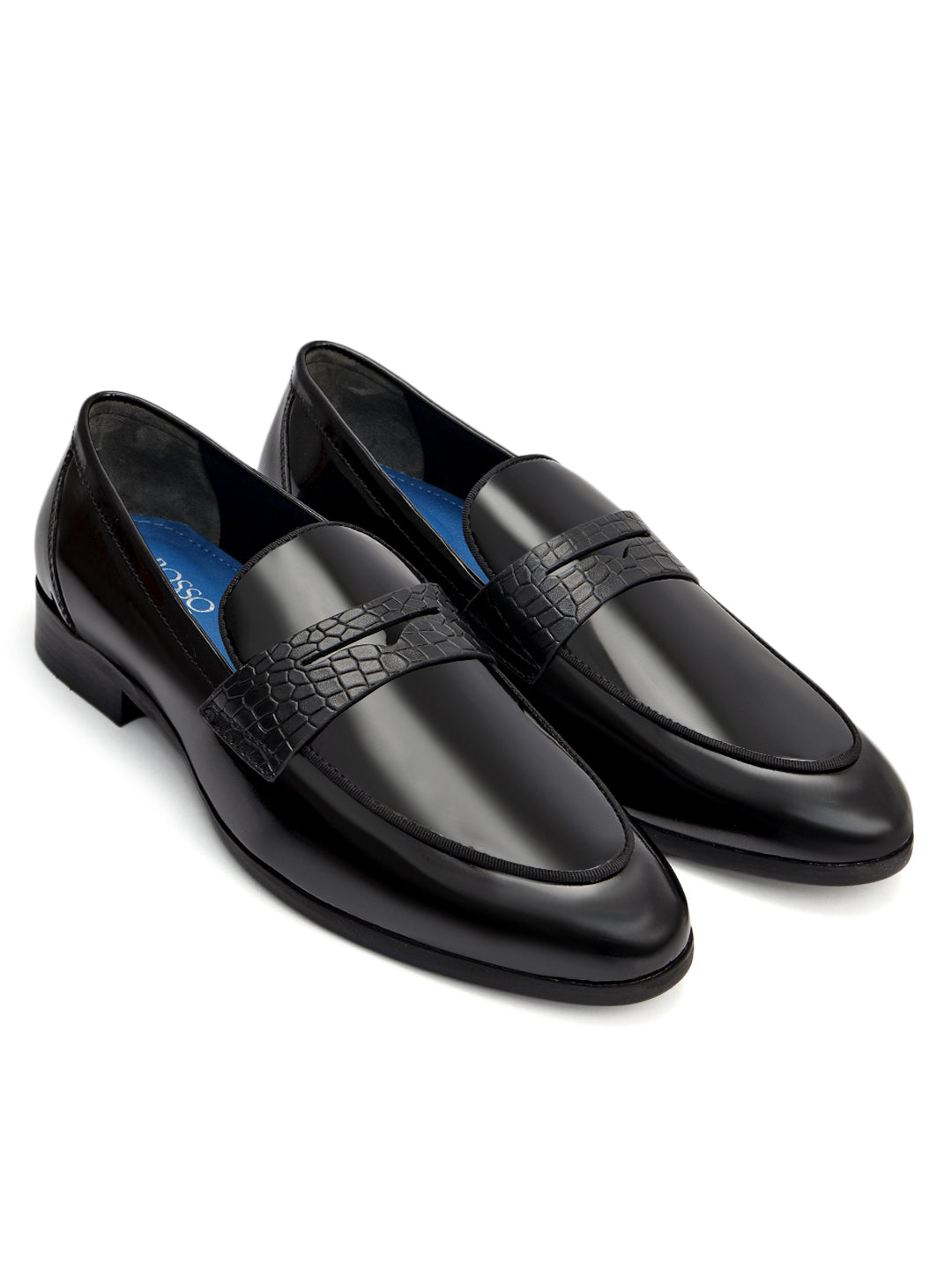 Black Croco Trim Loafers