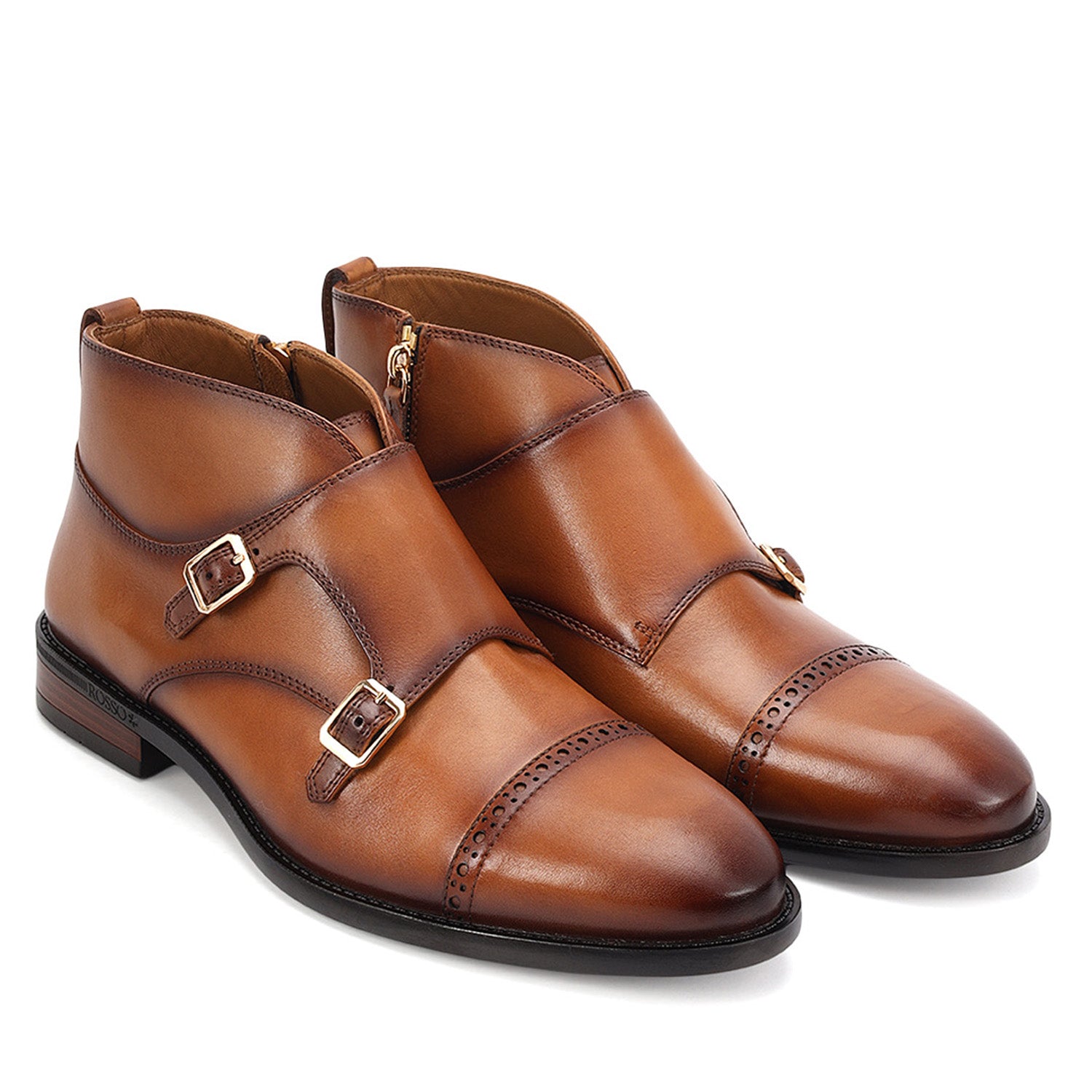 Black Monk Strap Style Leather Boots – Rosso Brunello Leathers Pvt