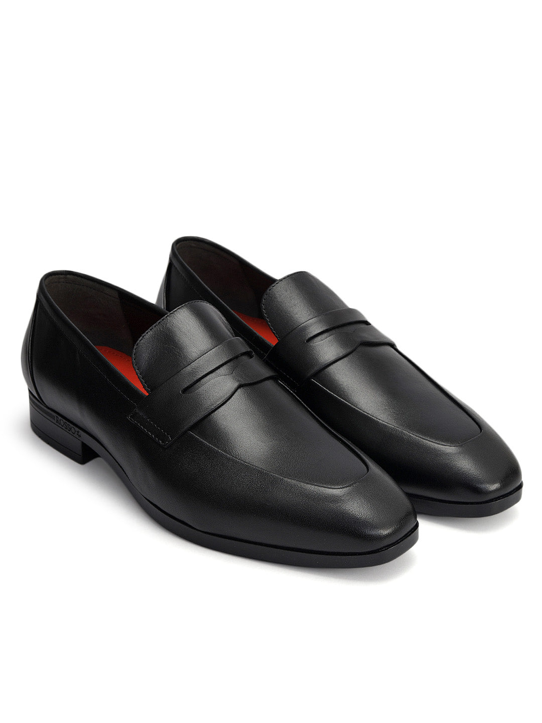 Black Leather Loafers With Panel