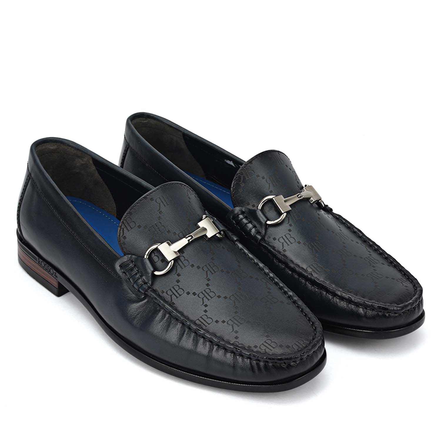 Blue Monogram Leather Loafers