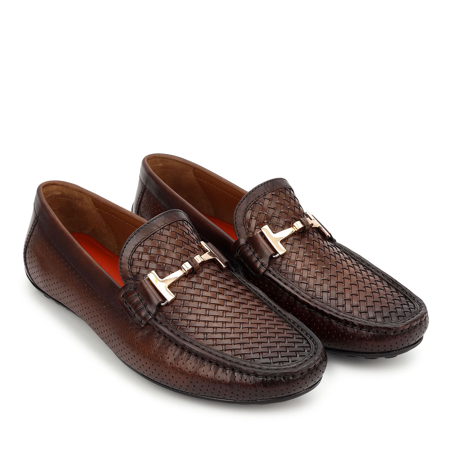 Brown Mat Textured Moccasins