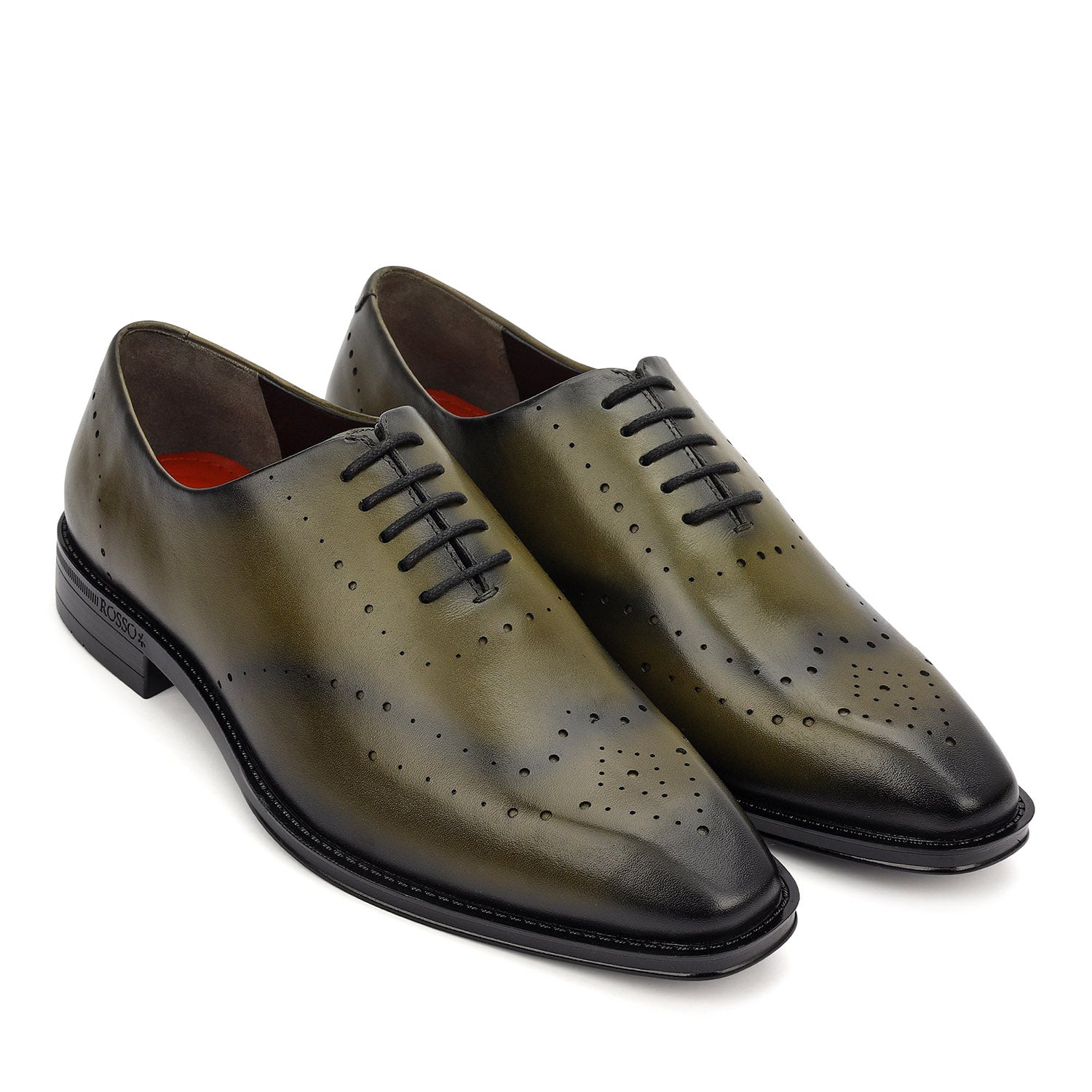 Green Brogue Leather Lace Ups
