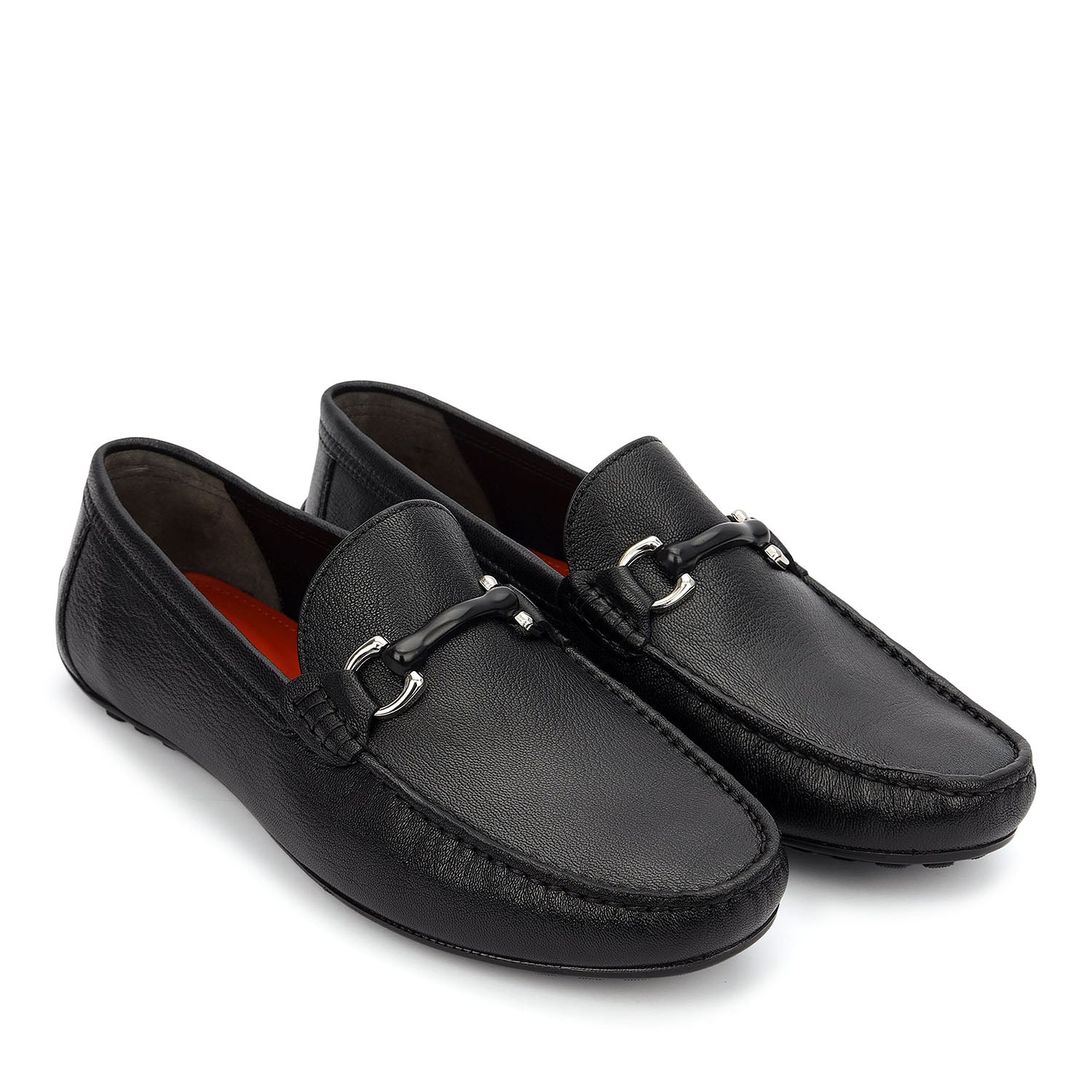 Black Buckle Detail Moccasins