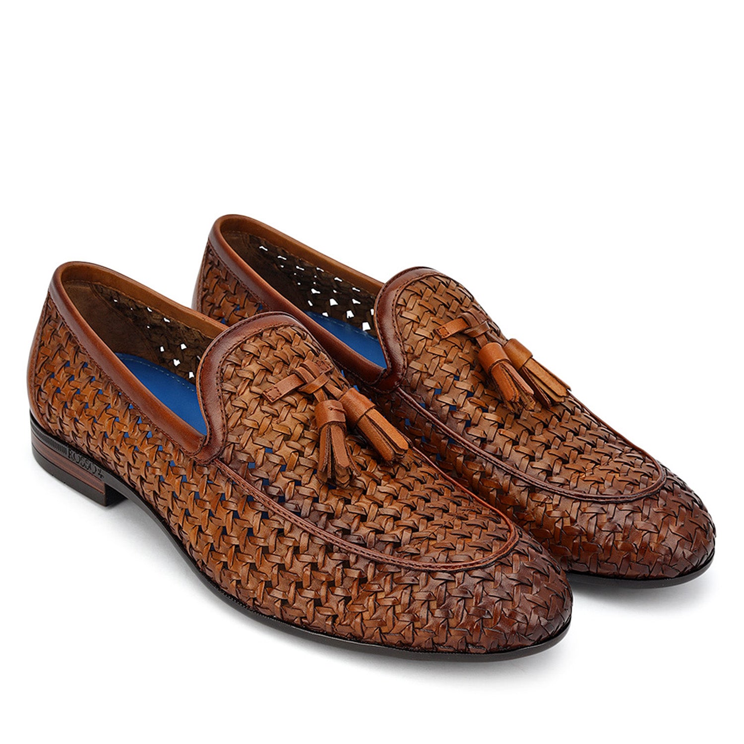 Tan Mat Textured Loafers With Tassels