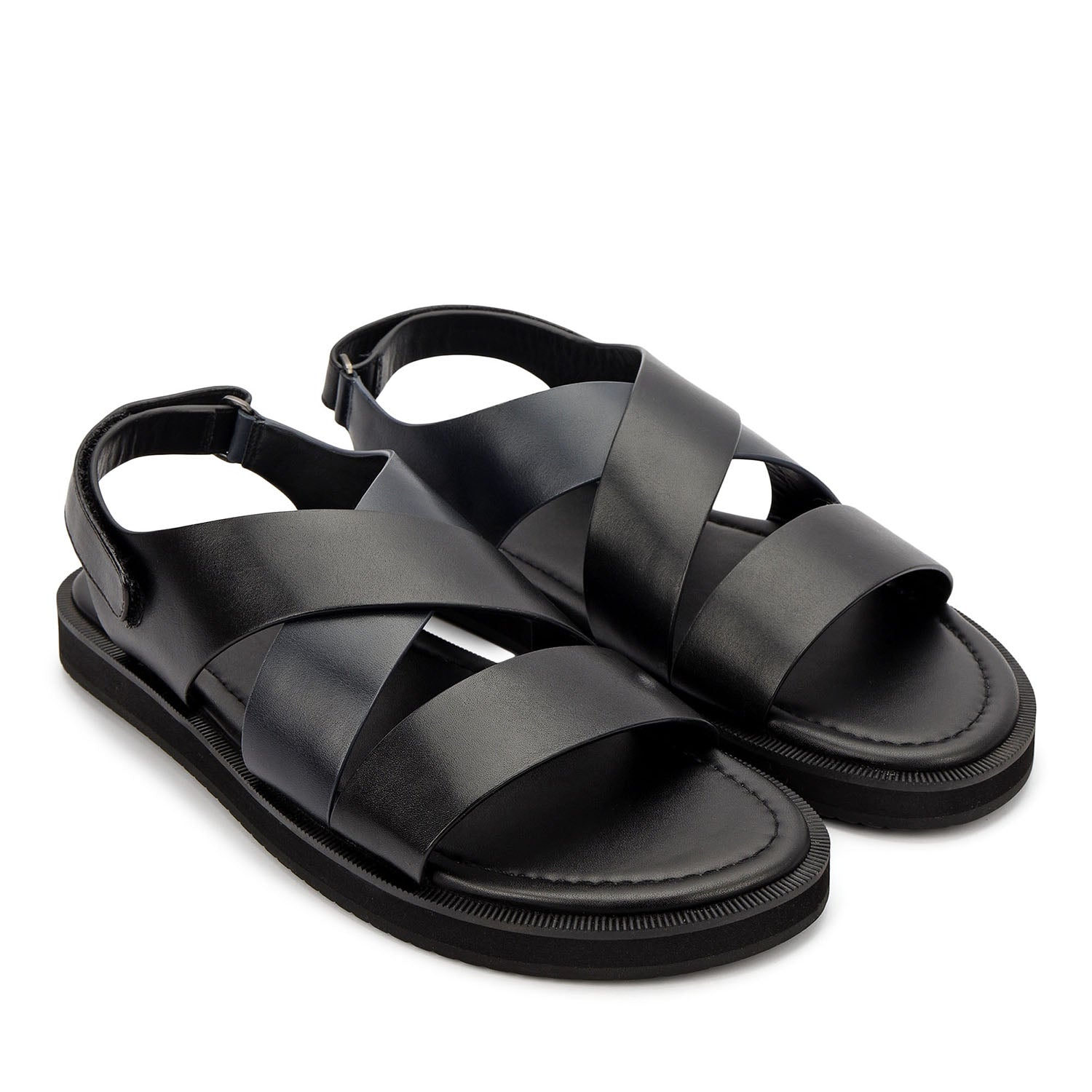 Black Cross Strap Sandals