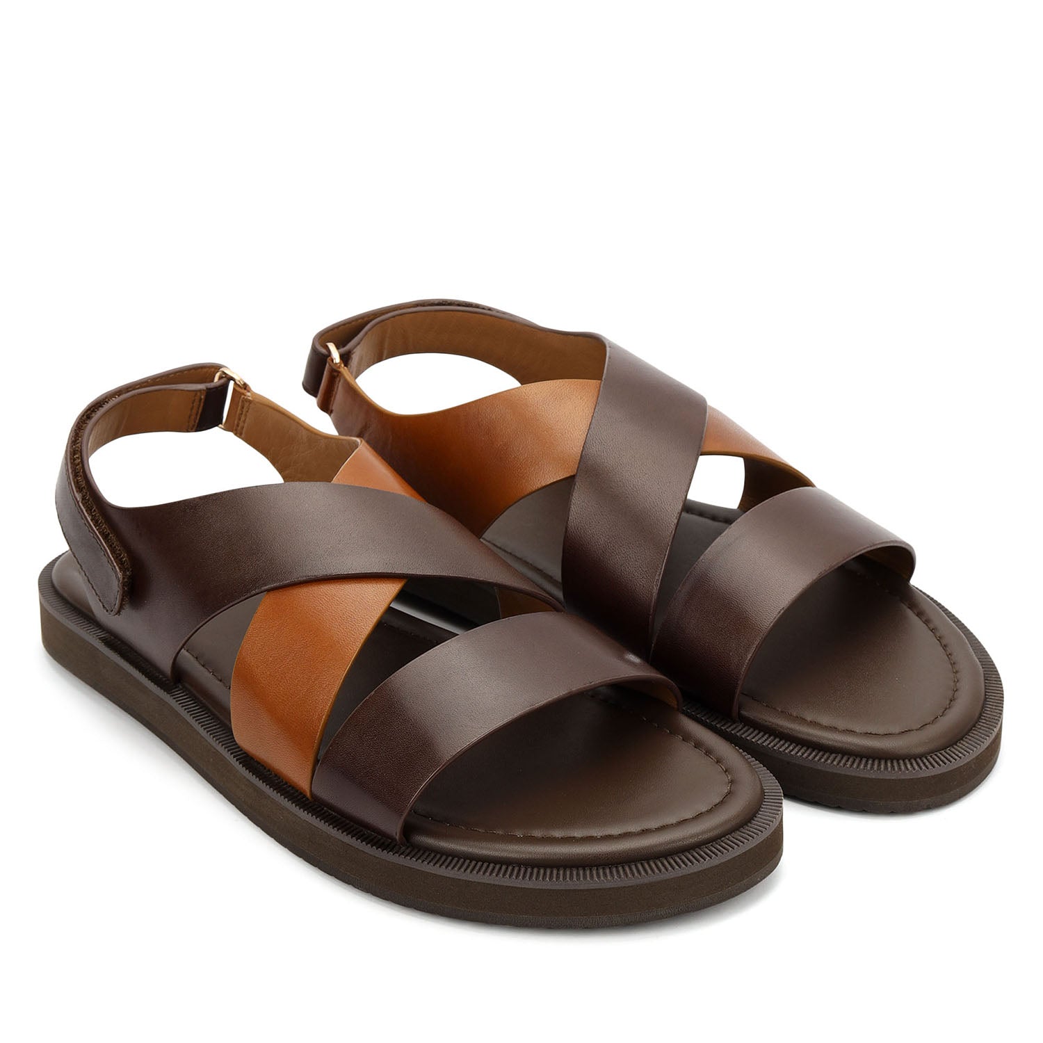 Brown Cross Strap Sandals