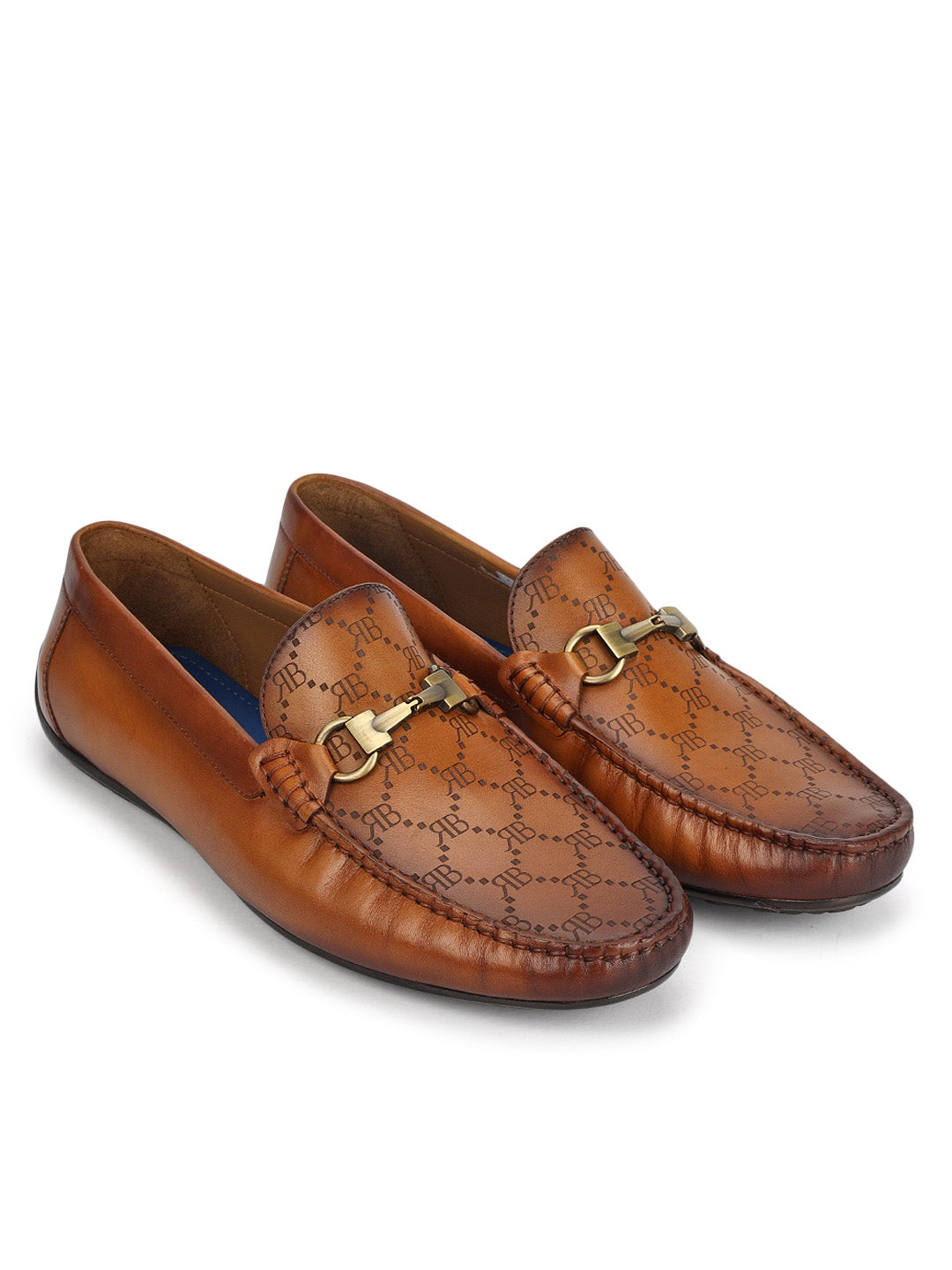 Tan Monogram Leather Moccasins